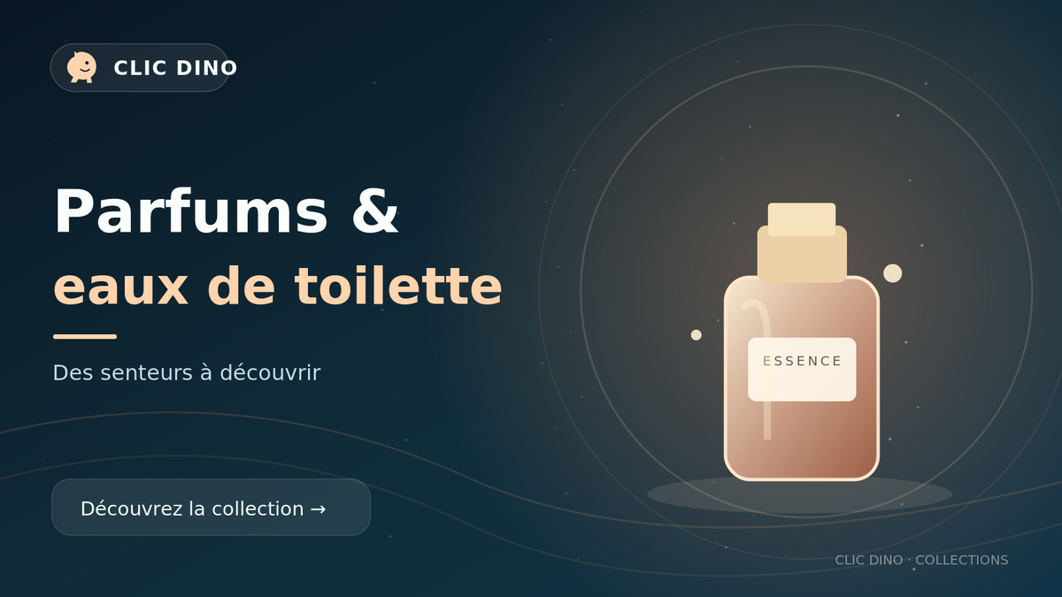 Illustration Clic Dino — collection Parfums et eaux de toilette
