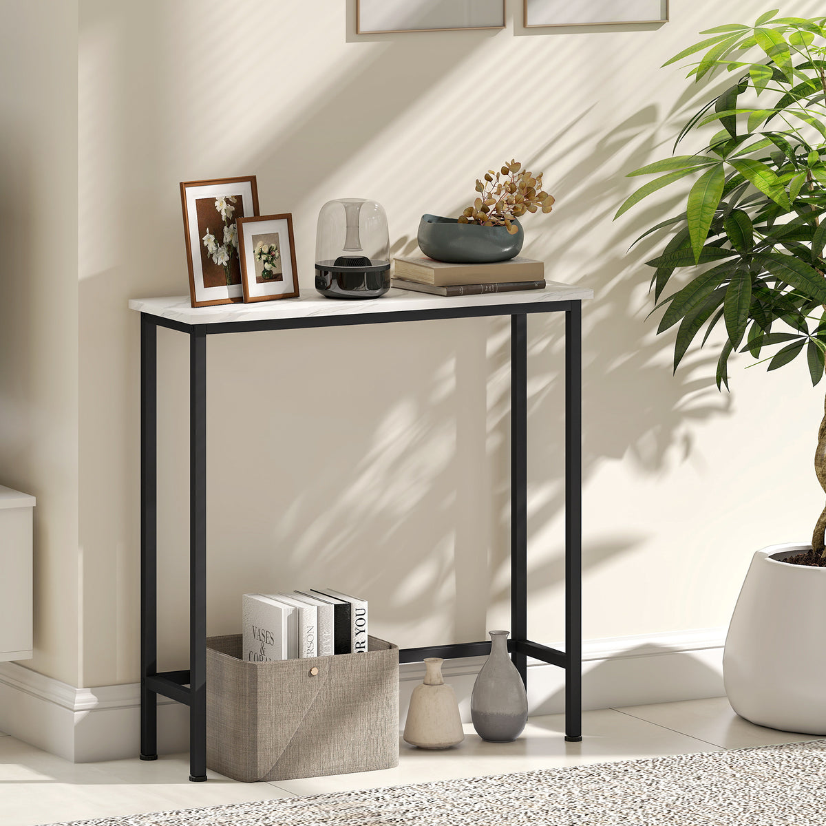 Console meuble 75 cm, table console plateaux — visuel produit 8 (Aosom)