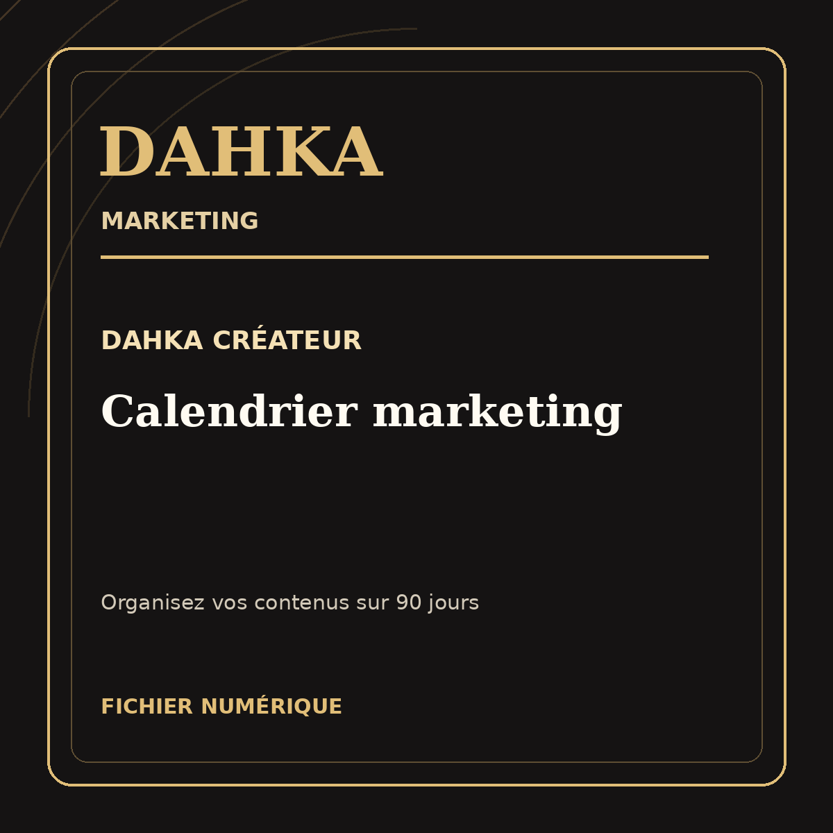 Couverture DAHKA Créateur, calendrier marketing