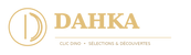 Logo DAHKA Clic Dino, monogramme or et nom de boutique