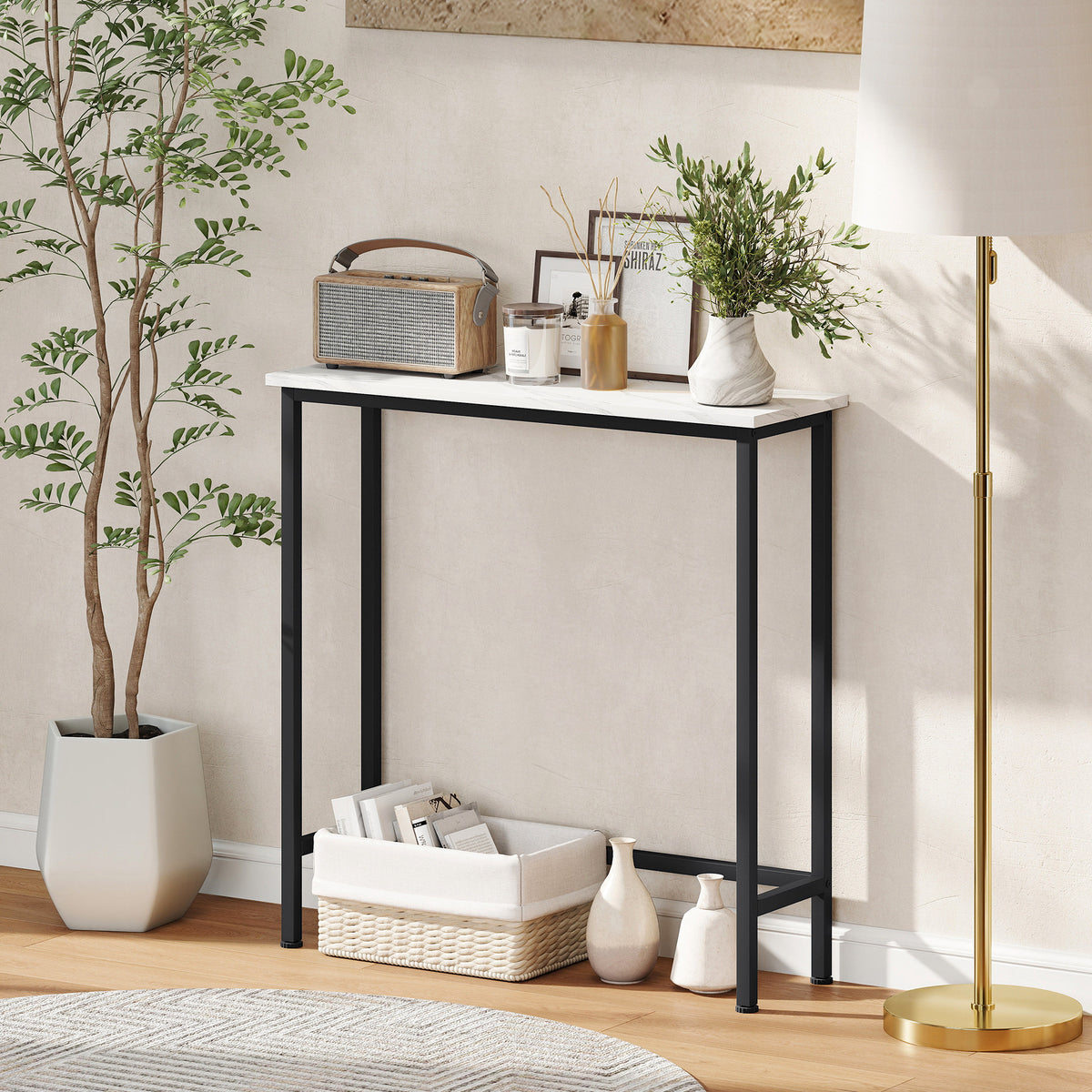 Console meuble 75 cm, table console plateaux — visuel produit 9 (Aosom)